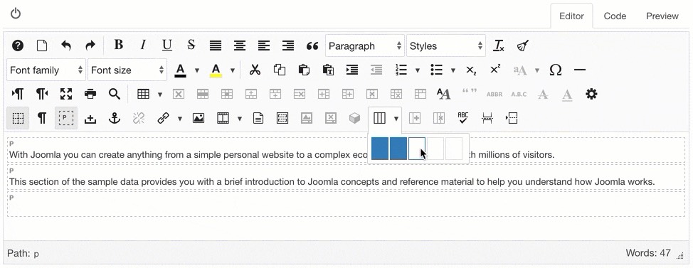 Create new columns with the grid tool