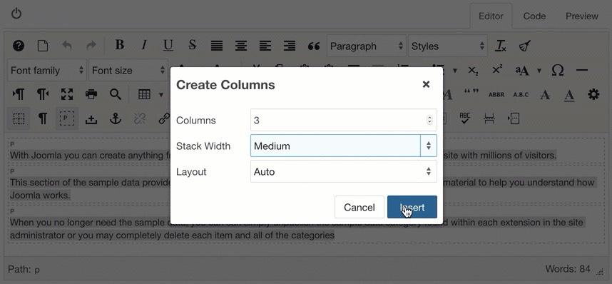 Stack columns at medium width