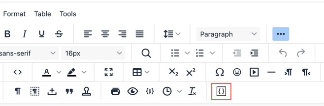 CodeBlocks button in the Tinymce toolbar