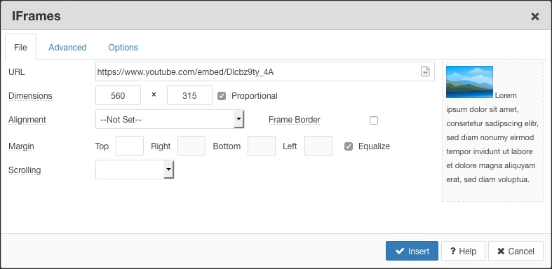 IFrames dialog