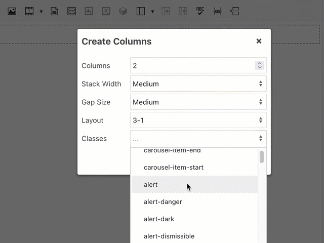 Apply classes to columns