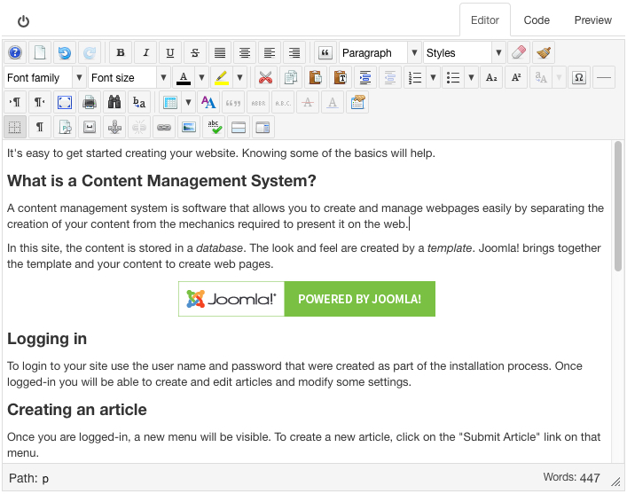 jce editor for joomla 3.0